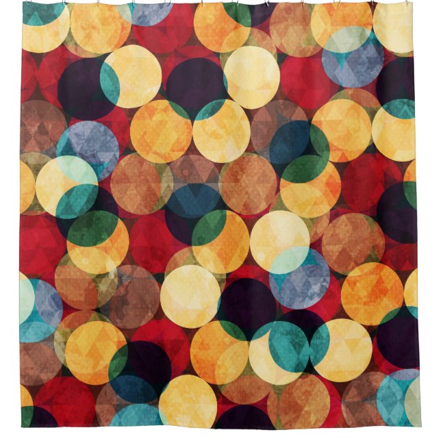 Retro circles, grunge texture seamless pattern. (Front)