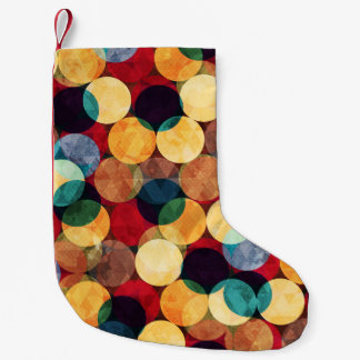 Retro circles, grunge texture seamless pattern. small christmas stocking