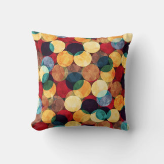 Retro circles, grunge texture seamless pattern. throw pillow