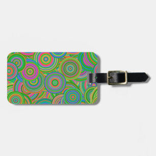 retro circles luggage tag