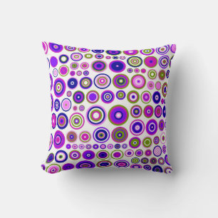 Retro Circles Mosaic Pattern Rings Seamless 2 Throw Pillow