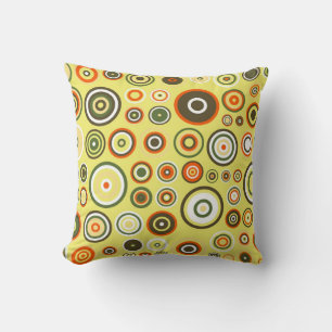 Retro Circles Mosaic Pattern Rings Seamless 6 Throw Pillow