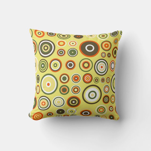 Retro Circles Mosaic Pattern | Rings Seamless 6 Throw Pillow (Front)