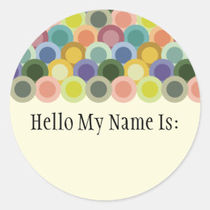 Retro Circles Name Badge Sticker