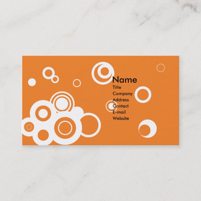 Retro Circles (Orange) Business Card (Front)