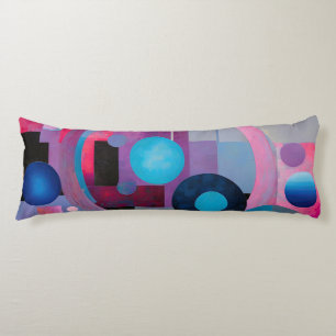 Retro Circles & Squares in Soft Tones Pink & Blue Body Pillow