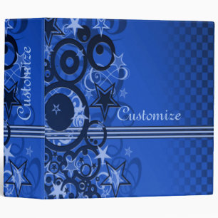 Retro Circles & Stars Blue Binder