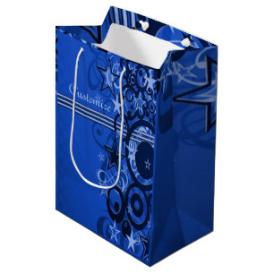 Retro Circles & Stars Blue Gift Bag