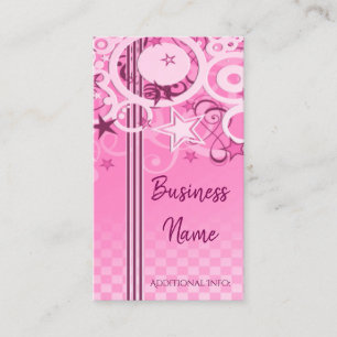 Retro Circles & Stars Pink Business Card 2