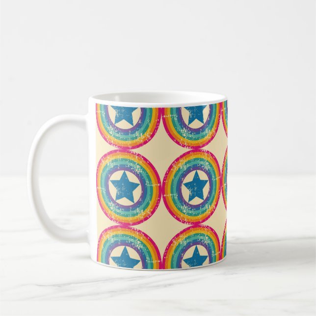 Retro Circles Stars: Seamless Texture. Coffee Mug (Left)