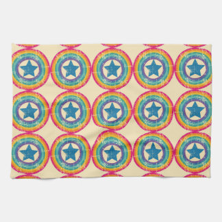Retro Circles Stars: Seamless Texture. Kitchen Towel