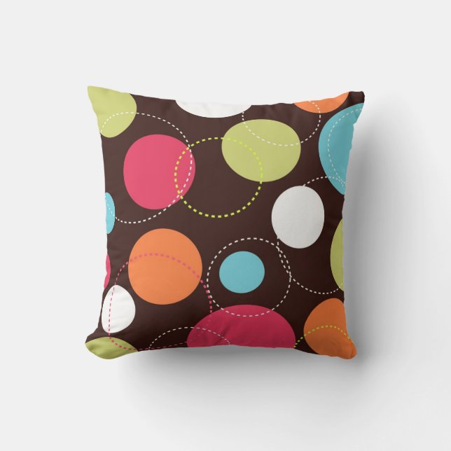 Retro Circles Throw Pillow (Front)