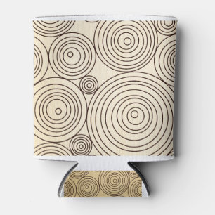 Retro,circles,vintage,70's era,beige,brown,modern can cooler