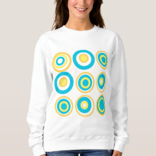 Retro Circles Yellow Turquoise On White Sweatshirt