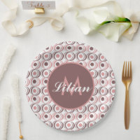 Retro Circular Earthy Tone Pink Monogrammed    