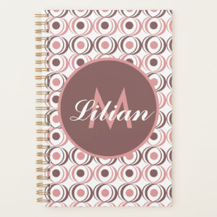 Retro Circular Earthy Tone Pink Monogrammed       Planner