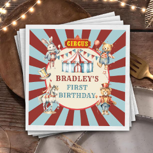 Retro Circus Animals Carnival Festival Birthday Napkin