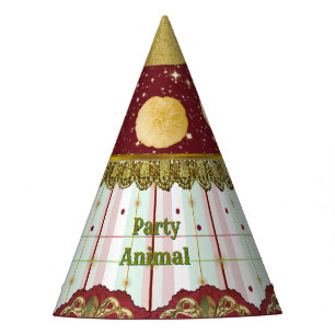 Retro Circus Carnival Party Hat - Yellow Puffs