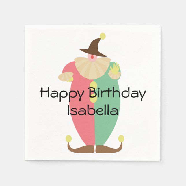 Retro Circus Clown Birthday Napkin (Front)