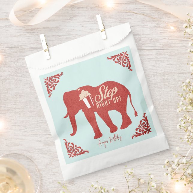 Retro Circus Elephant Popcorn Birthday Party   Favour Bag (Clipped)