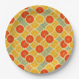 Retro Citrus Fruit Cheerful  Paper Plate