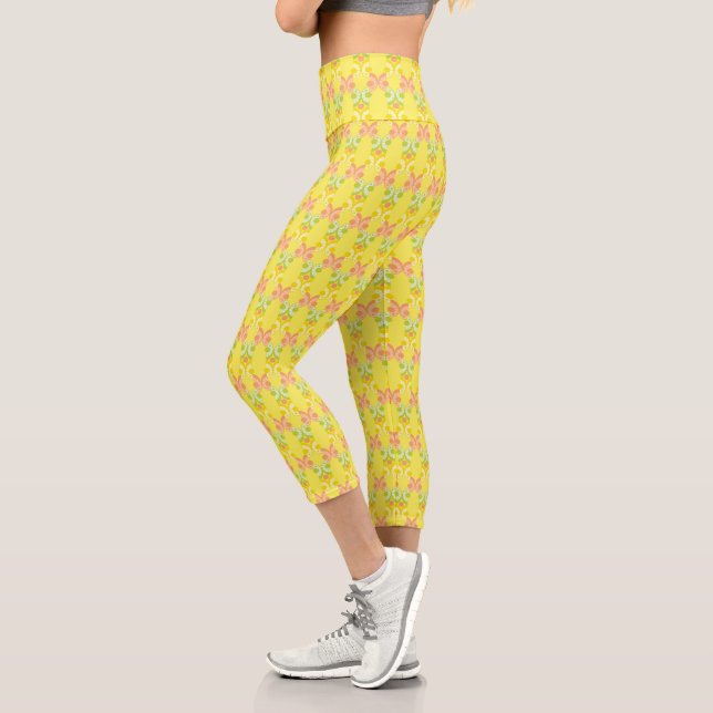 Retro Citrus High Waisted Capri Leggings (Left)