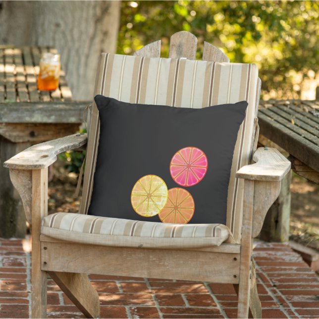 Retro Citrus Slices Throw Pillow (Chair)