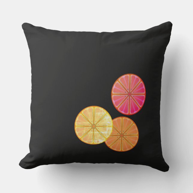 Retro Citrus Slices Throw Pillow (Front)