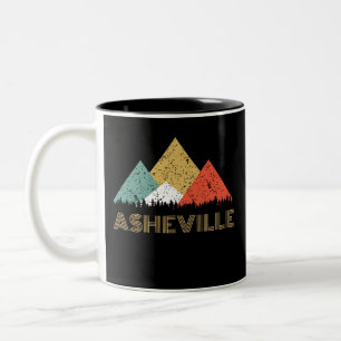 Retro City of Asheville Mountain Shirt Two-Tone Coffee Mug