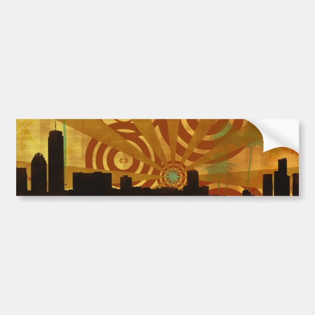 retro cityscape bumper sticker (Front)
