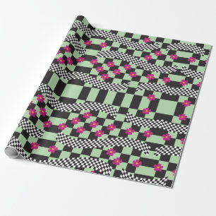 Retro ckeckerboard design wrapping paper