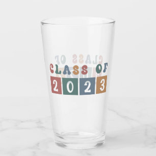 Retro Class of 2023 School College graduation Gift Glass