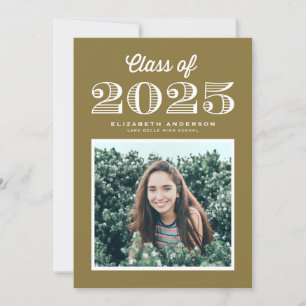 Retro Class of 2024 Gold Photo Graduation Invitation