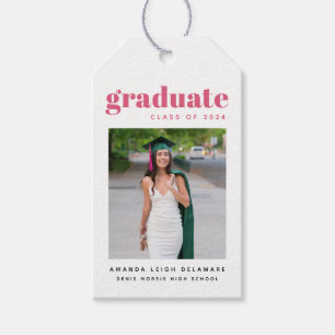 Retro Class of 2024 Grad Photo Gift Tags