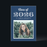 Retro Class of 2024 Navy Blue Photo Graduation Invitation<br><div class="desc">Let’s celebrate the graduate! Invite guests to your event with this customizable photo graduation invitation. It features vintage typography. Personalize it by adding your details. This photo graduation invitation is also available in other cardstock and colours.</div>