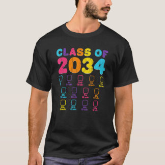 Retro Class Of 2034 Space For Grade Checkmark Grad T-Shirt
