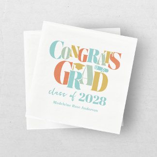 Retro Class of Congrats Graduation   Napkin