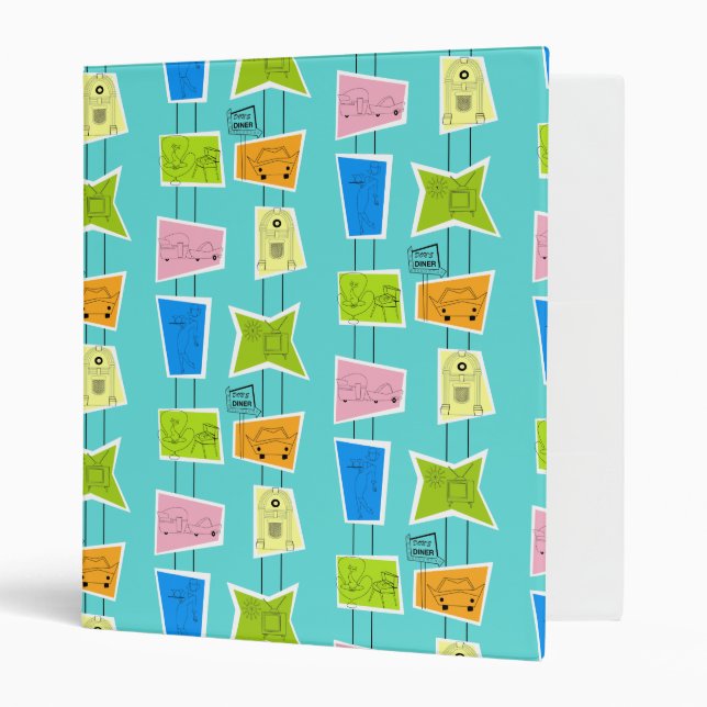 Rétro classeur atomique de kitsch (Devant/intérieur)