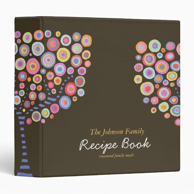 Rétro classeur brun chocolat de recette d'arbre de (Devant/Côté)