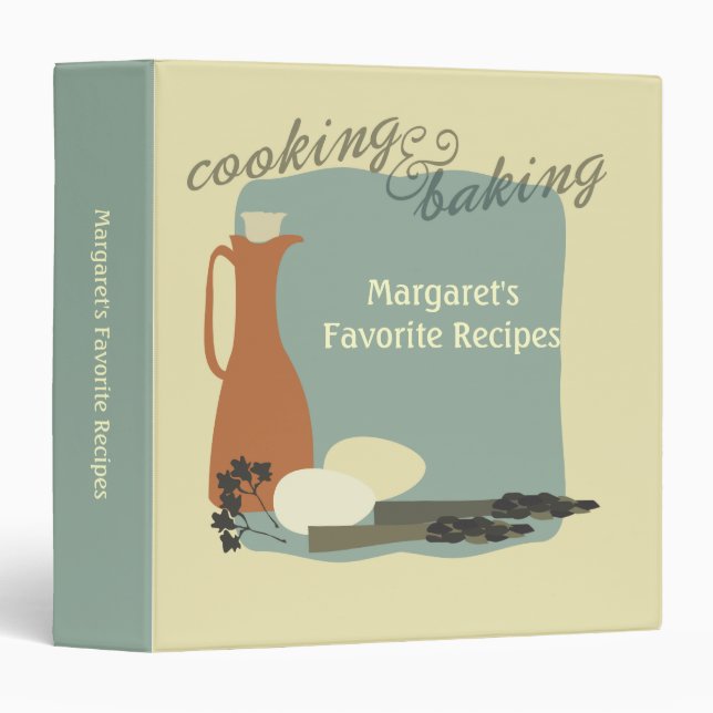rétro classeur de recette de cuisson de cuisine (Devant/Côté)