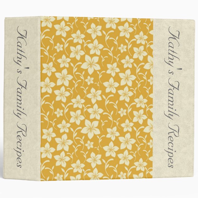 Rétro classeur fait sur commande floral jaune de (Devant/Côté)