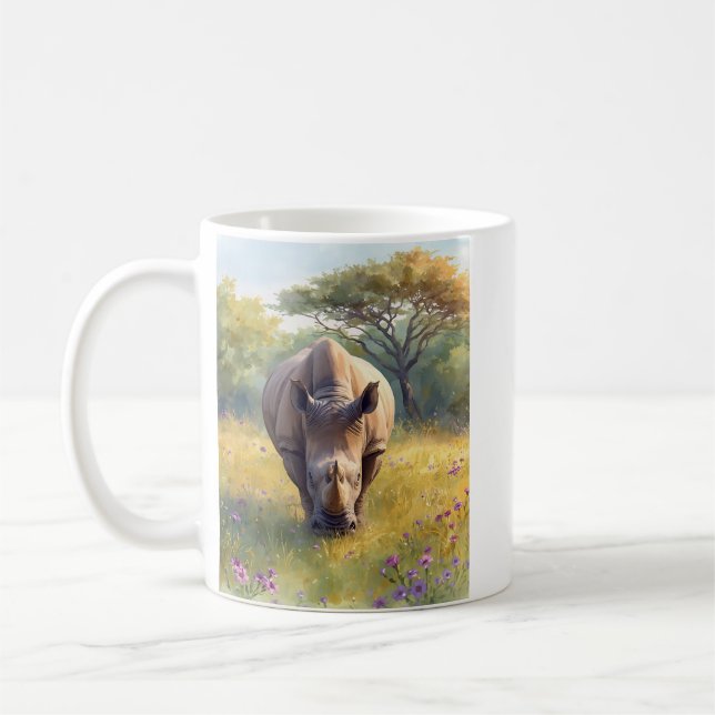 Retro Classic African Rhino Coffee Mug (Left)
