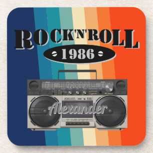Retro classic boom box rock n roll music vintage coaster