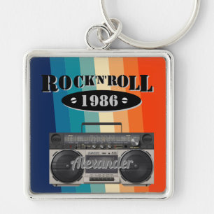 Retro classic boom box rock n roll music vintage  keychain