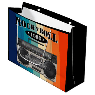 Retro classic boom box rock n roll music vintage large gift bag