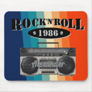 Retro classic boom box rock n roll music vintage mouse pad