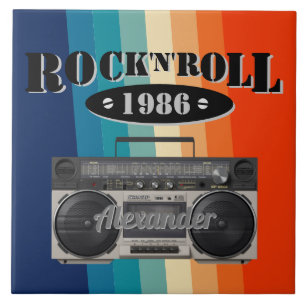 Retro classic boom box rock n roll music vintage tile