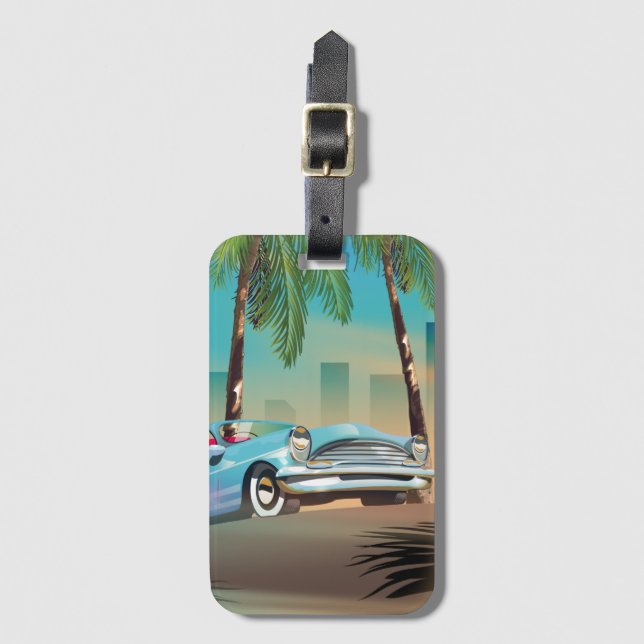Retro Classic Car Poster Luggage Tag (Front Vertical)