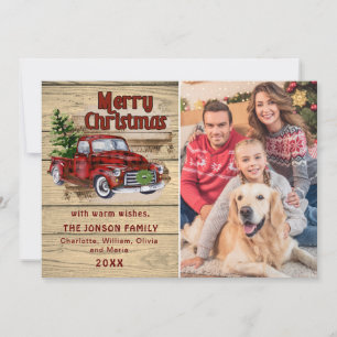 Retro Classic Christmas Truck PHOTO Greeting Holiday Card