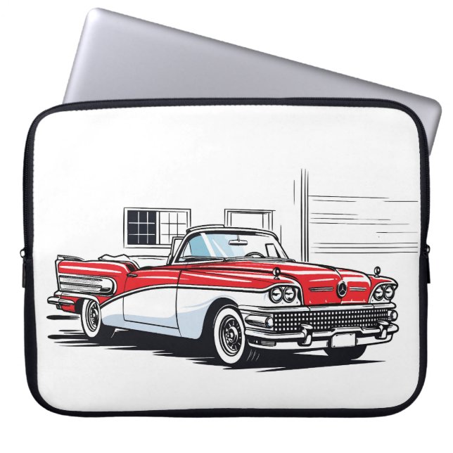 Retro Classic Convertible Side Pop Art Laptop Sleeve (Front)
